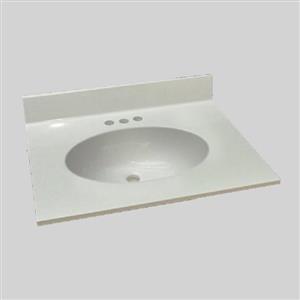 The Marble Factory Single-Bowl Vanity Top - 31-in x 22-in - White Engineered Marble