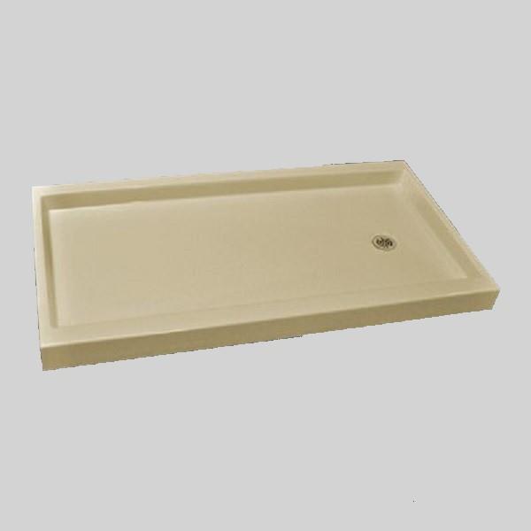 Base de douche The Marble Factory, drain centré vers la droite, 60 po x 32 po, beige