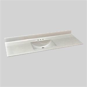 The Marble Factory Single-Bowl Vanity Top - 61-in x 22-in - Ultra-White Engineered Marble
