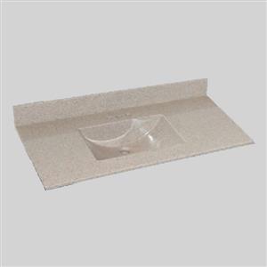 Dessus de meuble-lavabo simple The Marble Factory, 49 po x 22 po, granit beige