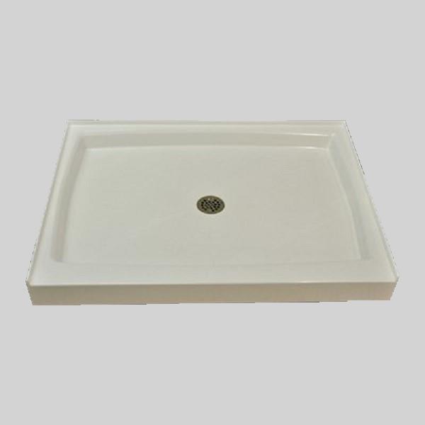 The Marble Factory Shower Base with Center Drain - 48-in x 36-in - White