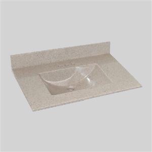 Dessus de meuble-lavabo simple The Marble Factory, 37 po x 22 po, granit beige