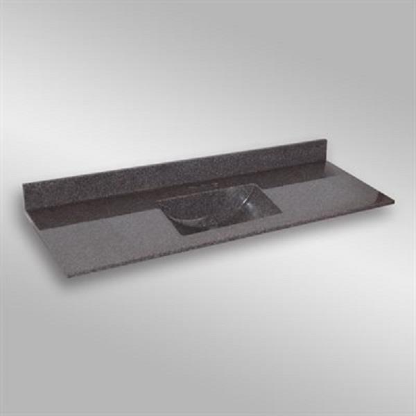 The Marble Factory SingleBowl Vanity Top 61in x 22in Dark Grey