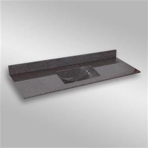 Dessus de meuble-lavabo simple The Marble Factory, 61 po x 22 po, granit gris foncé