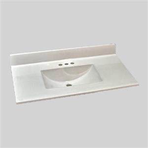 Dessus de meuble-lavabo simple en marbre d'ingénierie The Marble Factory, 37 po x 22 po, blanc