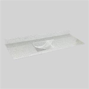 Dessus de meuble-lavabo simple The Marble Factory, 61 po x 22 po, granit blanc