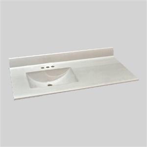 Dessus de meuble-lavabo simple The Marble Factory, 49 po x 22 po, blanc