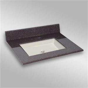 Dessus de meuble-lavabo simple The Marble Factory, 31 po x 22 po, granit brun