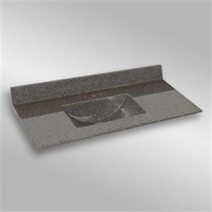 The Marble Factory Single-Bowl Vanity Top - 49-in x 22-in - Grey Granite