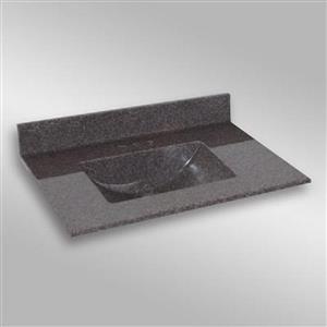 Dessus de meuble-lavabo simple The Marble Factory, 37 po x 22 po, granit gris foncé