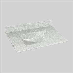 Dessus de meuble-lavabo simple The Marble Factory, 37 po x 22 po, granit blanc