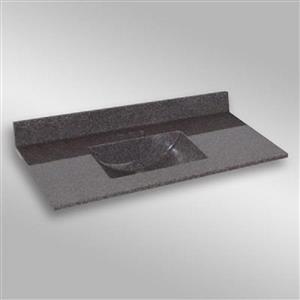 Dessus de meuble-lavabo simple The Marble Factory, 49 po x 22 po, granit gris foncé