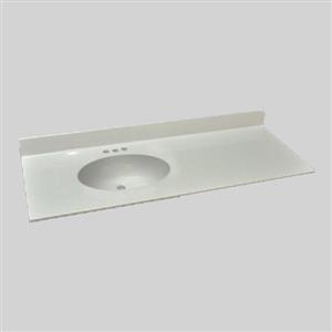 The Marble Factory Bathroom Vanity Top - Left-Hand Sink - 49-in x 22-in - White Engineered Marble