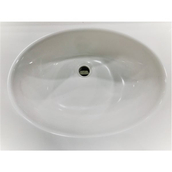 Dessus de meuble-lavabo simple The Marble Factory, 49 po x 22 po, marbre d'ingénierie, blanc