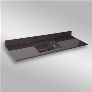 Dessus de meuble-lavabo simple The Marble Factory, 61 po x 22 po, granit brun