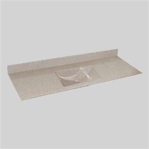 Dessus de meuble-lavabo simple The Marble Factory, 61 po x 22 po, granit beige