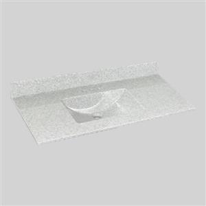 Dessus de meuble-lavabo simple The Marble Factory, 49 po x 22 po, granit blanc