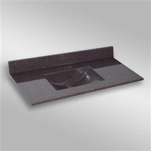 Dessus de meuble-lavabo simple The Marble Factory, 49 po x 22 po, granit brun