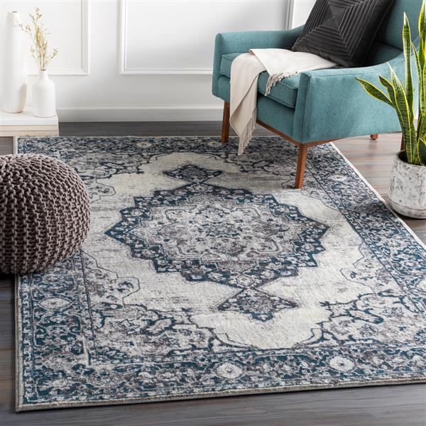 Surya Wanderlust Rectangular Traditional Area Rug - 7-ft 10-in x 10-ft 3-in - Aqua and Beige