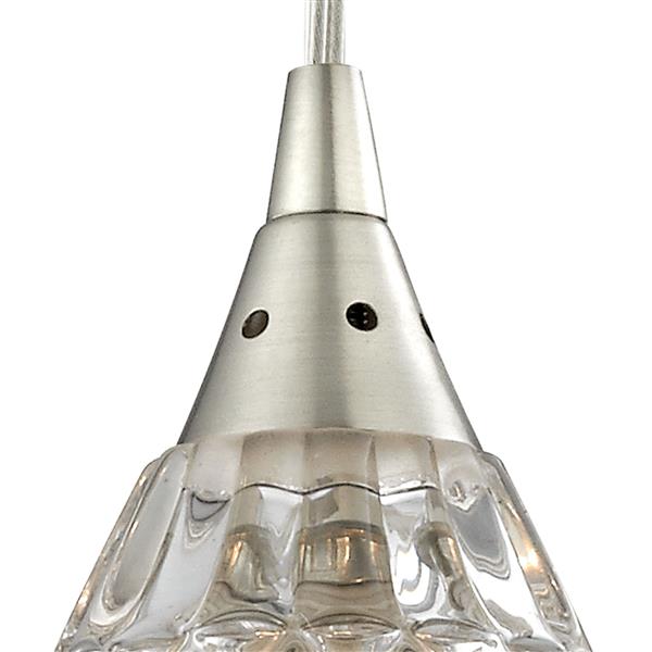 ELK Lighting Kersey Mini Pendant Light - 1-Light - Satin Nickel with Clear Crystal