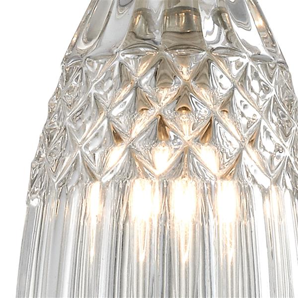 ELK Lighting Kersey Mini Pendant Light - 1-Light - Satin Nickel with Clear Crystal