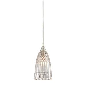 ELK Lighting Kersey Mini Pendant Light - 1-Light - Satin Nickel with Clear Crystal