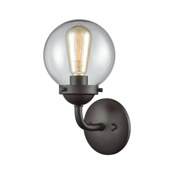 Thomas Lighting Beckett Wall Sconce - 1-Light - 6-in x 9-in - Oil Rubbed Bronze with Clear Glass