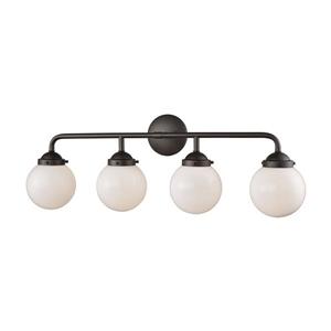 Thomas Lighting Beckett Bathroom Vanity Light - 4-Light - 33-in - Oil Rubbed Bronze with White Glass