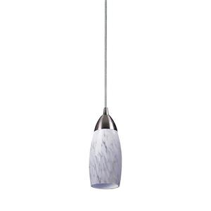 ELK Lighting Milan Mini Pendant Light - 1-Light - Satin Nickel with Snow White Glass