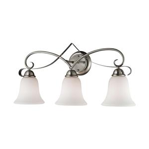 Thomas Lighting Brighton Bathroom Vanity Light - 3-Light - 12-in - Brushed Nickel