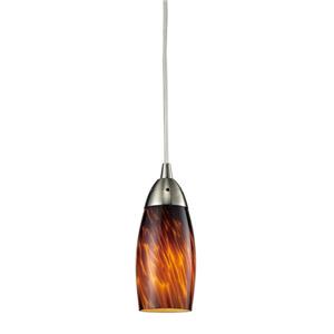 ELK Lighting Milan Mini Pendant Light - 1-Light - Satin Nickel with Espresso Glass