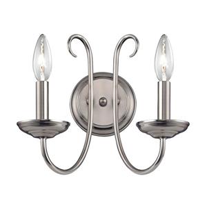 Thomas Lighting Williamsport Wall Sconce - 2-Light - 12-in x 15.5-in - Brushed Nickel