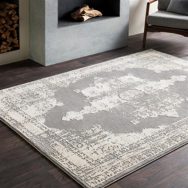 Surya Tibetan Updated Traditional Area Rug - 7-ft 10-in x 10-ft 3-in - Rectangular - Charcoal
