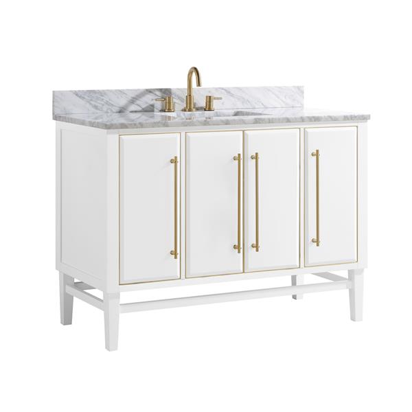 Avanity Mason 49-in White Single Sink Bathroom Vanity with White Carrera Marble Top