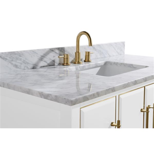 Avanity Mason 49-in White Single Sink Bathroom Vanity with White Carrera Marble Top