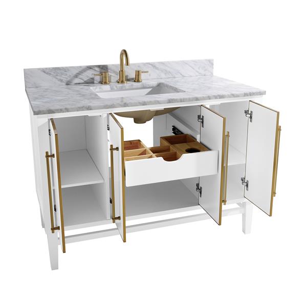 Avanity Mason 49-in White Single Sink Bathroom Vanity with White Carrera Marble Top