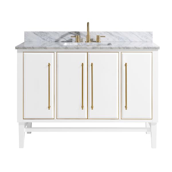 Avanity Mason 49-in White Single Sink Bathroom Vanity with White Carrera Marble Top