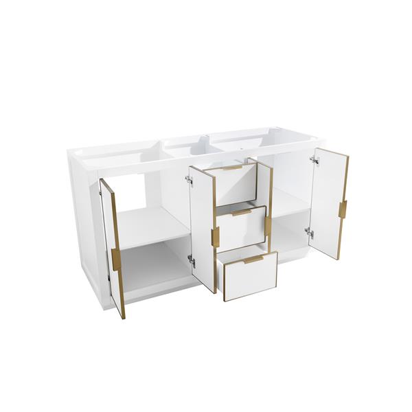 Avanity Austen 60-in White Bathroom Vanity Cabinet with Gold Hardware