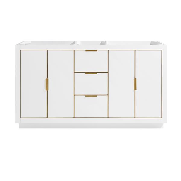 Avanity Austen 60-in White Bathroom Vanity Cabinet with Gold Hardware
