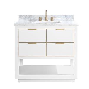 Avanity Allie 37-in White Single Sink Bathroom Vanity with White Carrera Marble Top