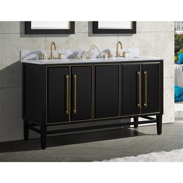 Avanity Mason 60-in Black Bathroom Vanity Cabinet with Matte Gold Hardware