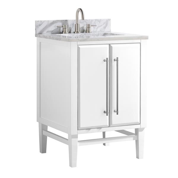 Avanity Mason 25-in White Single Sink Bathroom Vanity with White Carrera Marble Top