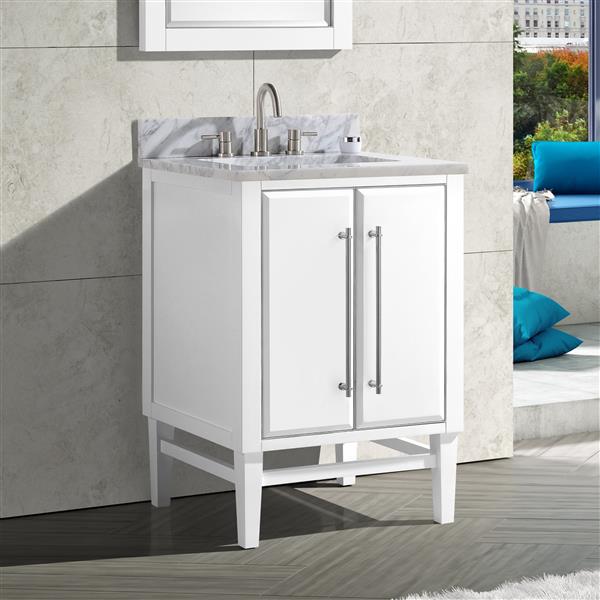 Avanity Mason 25-in White Single Sink Bathroom Vanity with White Carrera Marble Top