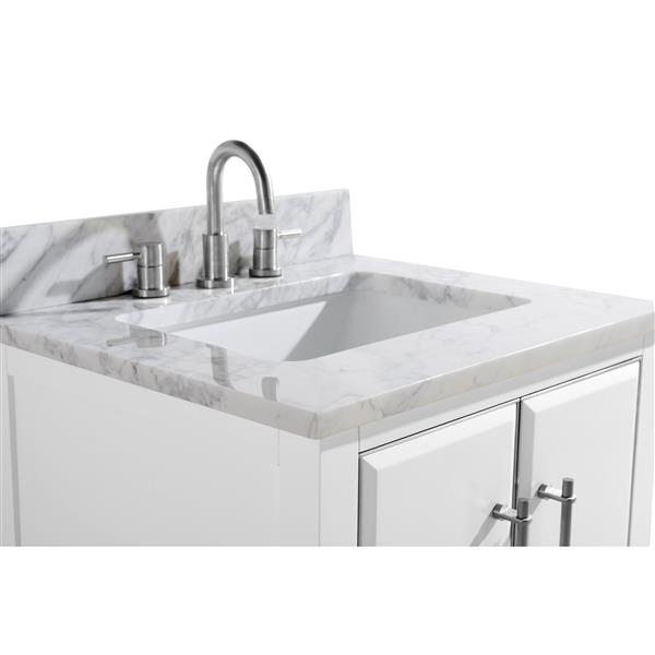 Avanity Mason 25-in White Single Sink Bathroom Vanity with White Carrera Marble Top