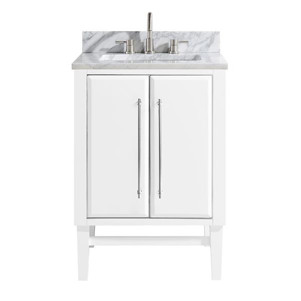 Avanity Mason 25-in White Single Sink Bathroom Vanity with White Carrera Marble Top