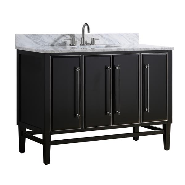 Avanity Mason 49-in Black Single Sink Bathroom Vanity with White Carrera Marble Top