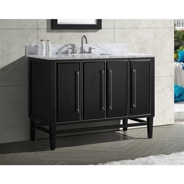 Avanity Mason 49-in Black Single Sink Bathroom Vanity with White Carrera Marble Top