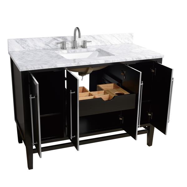 Avanity Mason 49-in Black Single Sink Bathroom Vanity with White Carrera Marble Top
