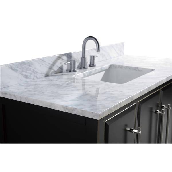 Avanity Mason 49-in Black Single Sink Bathroom Vanity with White Carrera Marble Top