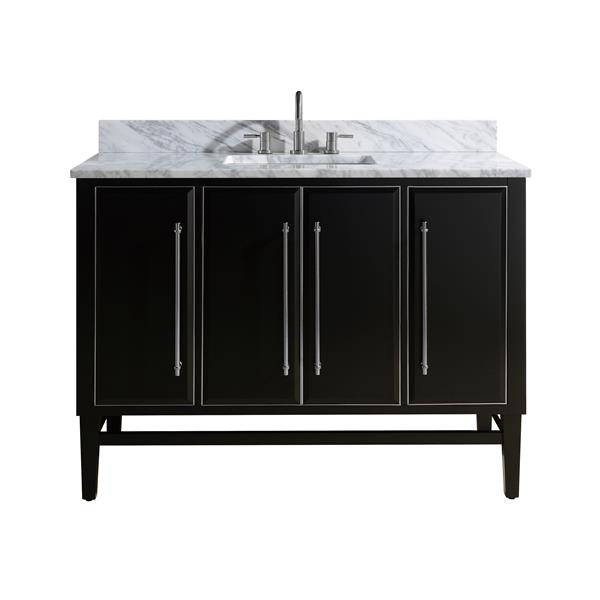 Avanity Mason 49-in Black Single Sink Bathroom Vanity with White Carrera Marble Top